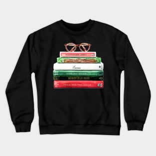 Jane Austen Library Book Glasses Crewneck Sweatshirt